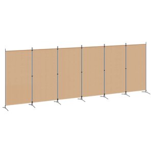 vidaXL Paravent à 6 panneaux Beige 520 x 180 cm Tissu