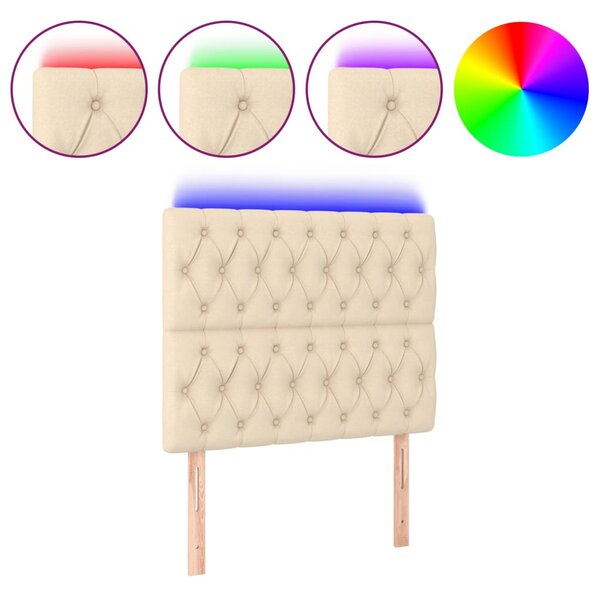 vidaXL Tête de lit à LED Crème 90x7x118/1288 cm Tissu