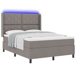 Lit Box Spring vidaXL avec matelas et LED Taupe 140x200 cm en tissu