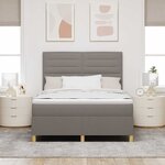 vidaXL Lit à ressort LED avec matelas Taupe 140 x 190 cm tissu