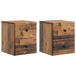 vidaXL Cabinet de chevet mural 2 Pièces Bois ancien 34 5 x 33 x 40 cm