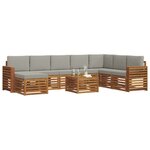 vidaXL Ensemble de canapés d'extérieur 9 Pièces Gris Naturel et Clair