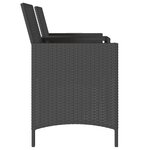 vidaXL Canapé de jardin 2 places avec table et tabourets noir rotin
