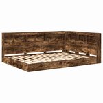 vidaXL Lit bibliothèque Chêne fumé 160 x 200 cm Bois d'ingénierie