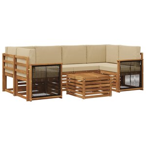 vidaXL Ensemble de canapés d'extérieur 7 pc Naturel et Beige