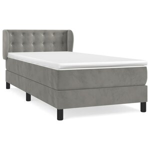 vidaXL Sommier à lattes de lit et matelas Gris clair 90x200 cm Velours