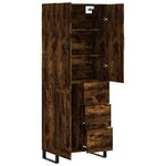 vidaXL Buffet haut Chêne fumé 69 5x34x180 cm Bois d'ingénierie