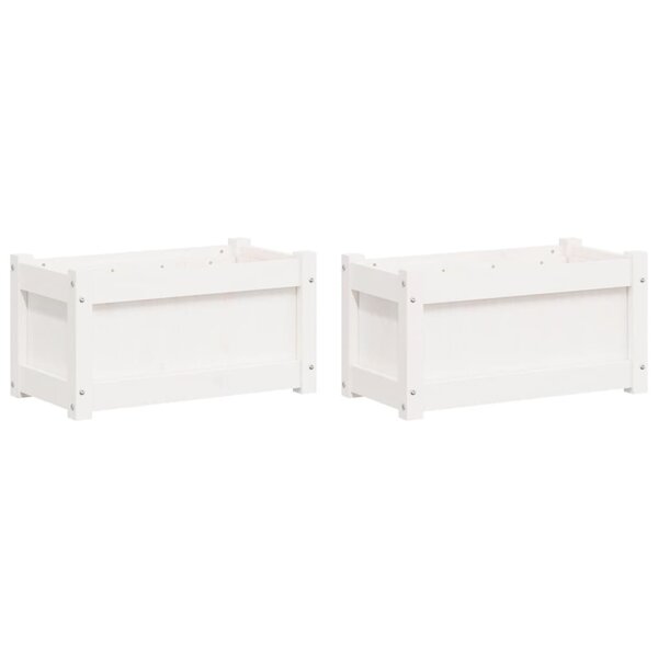 vidaXL Jardinières 2 Pièces blanc bois de pin massif
