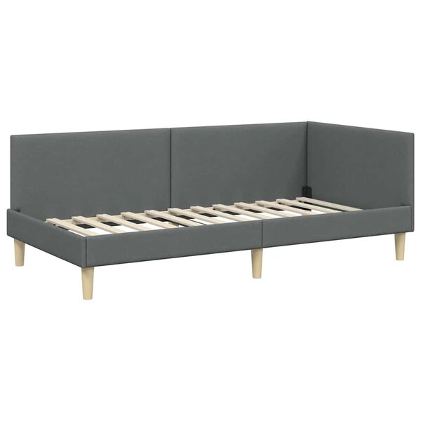 vidaXL Cadre de lit d'angle Autre Gris foncé 90 x 200 cm