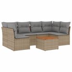 vidaXL Salon de jardin avec coussins 7Pièces mélange beige résine tressée