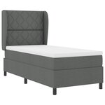 vidaXL Lit à ressorts avec matelas - Gris foncé  90x190 cm  en tissu