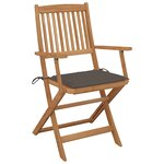 vidaXL Chaises pliables de jardin lot de 6 avec coussins Bois d'acacia