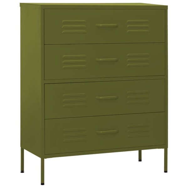vidaXL Commode Vert olive 80x35x101 5 cm Acier