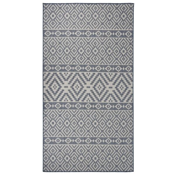vidaXL Tapis à tissage plat d'extérieur 80x150 cm Rayures bleues