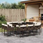 vidaXL Ensemble à manger de jardin et coussins 11 Pièces marron rotin