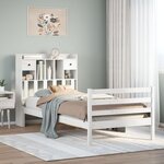 vidaXL Lit bibliothèque sans matelas blanc 100x200 cm bois pin massif