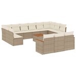 vidaXL Salon de jardin avec coussins 14 Pièces beige résine tressée