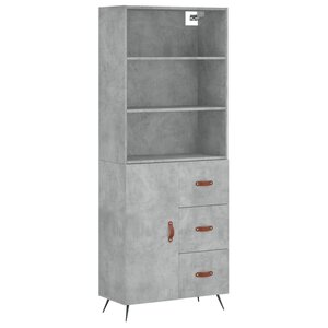 vidaXL Buffet haut Gris béton 69 5x34x180 cm Bois d'ingénierie