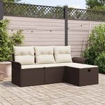 vidaXL Ensemble de canapé de jardin 4 Pièces Marron Poly rotin