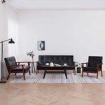 vidaXL Ensemble de canapés 3 Pièces noir similicuir