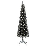 vidaXL Arbre de Noël mince pré-éclairé noir 240 cm