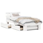 vidaXL Cadre de lit avec tiroir Blanc 80 x 200 cm Bois massif en pin