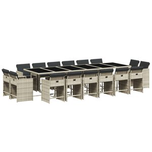 vidaXL Ensemble à manger de jardin et coussins 17 Pièces gris clair rotin