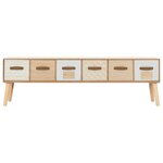 vidaXL Meuble TV avec 6 tiroirs 130x30x40 cm Bois de pin massif