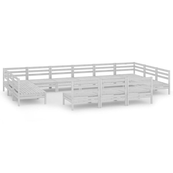 vidaXL Salon de jardin 13 Pièces Blanc Bois de pin massif