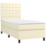 vidaXL Sommier à lattes de lit avec matelas Crème 90x200 cm Similicuir