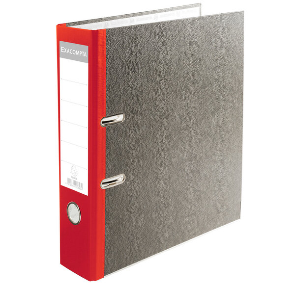 Classeur à levier papier marbre gris dos de 80mm rouge A4 EXACOMPTA