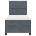 Lit Box Spring avec Matelas gris foncé 100x200 cm en Velours