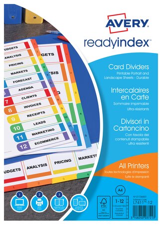 Intercalaires ReadyIndex™ A4 - Carte - touches numériques