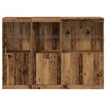 vidaXL Buffet avec lumières LED - Bois ancien 142 5x37x100 cm - Bois reconstitué
