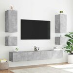 vidaXL Meuble TV mural avec lumières LED gris béton 100x35x41 cm