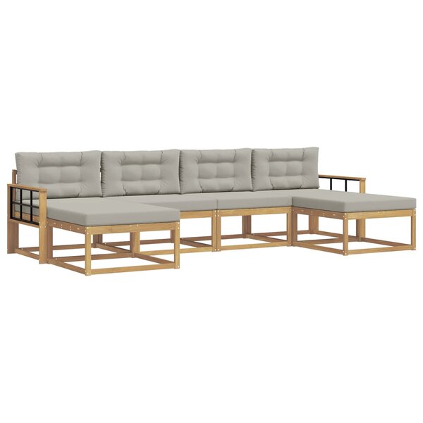 vidaXL Ensemble de canapés d'extérieur 6 Pièces Blanc et gris clair