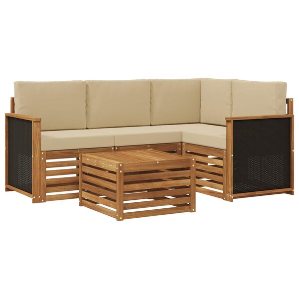 vidaXL Ensemble de canapés d'extérieur 5 Pièces Naturel et Beige