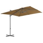 vidaXL Parasol en porte-à-faux avec mât en acier Taupe 250x250 cm