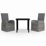 vidaXL Ensemble à manger de jardin avec coussins 3 Pièces Gris