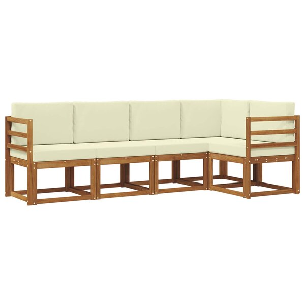 vidaXL Ensemble de canapés d'extérieur 5 pc Naturel et Crème