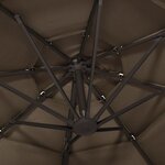 vidaXL Parasol à 4 niveaux avec mât en aluminium Taupe 3x3 m