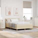 vidaXL Lit à ressorts avec coussin Crème 160 x 200 cm tissu