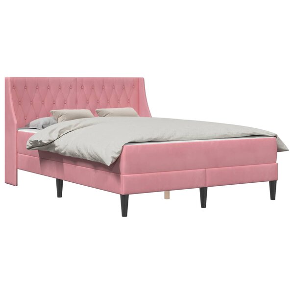 vidaXL Cadre de lit avec matelas Rose 120 x 200 cm Velours