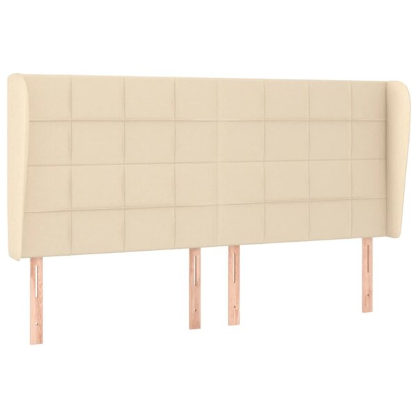 vidaXL Tête de lit avec oreilles Crème 203x23x118/128 cm Tissu