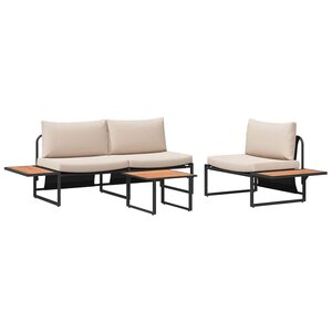 vidaXL Ensemble de salle à manger pour jardin 3 pc Taupe Acier