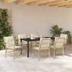 vidaXL Ensemble de salle à manger pour jardin 7 Pièces Beige Poly rotin