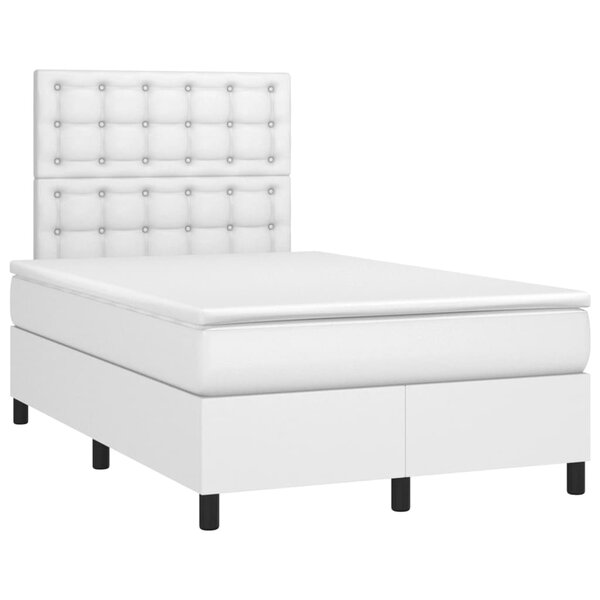 vidaXL Sommier à lattes de lit avec matelas blanc 120x190cm similicuir