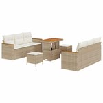 vidaXL Ensemble de canapé de jardin avec coussin Beige Poly rotin