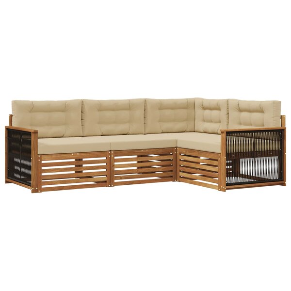 vidaXL Ensemble de canapés d'extérieur 4 Pièces Naturel et Beige