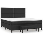 vidaXL Sommier à lattes de lit avec matelas Noir 180x200 cm Similicuir